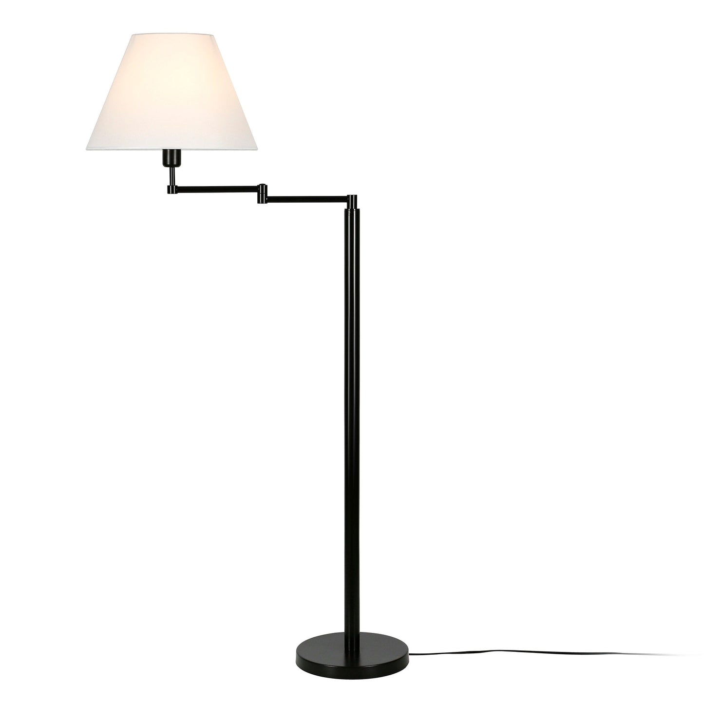 Lampada Moby Swing Arm in bronzo annerito con paralume rotondo/stile impero