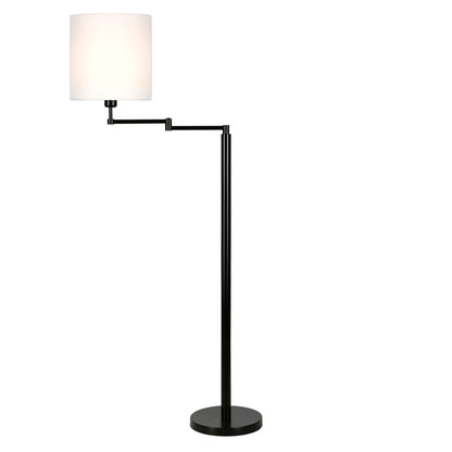 Lampada Moby Swing Arm in bronzo annerito con paralume rotondo/stile impero