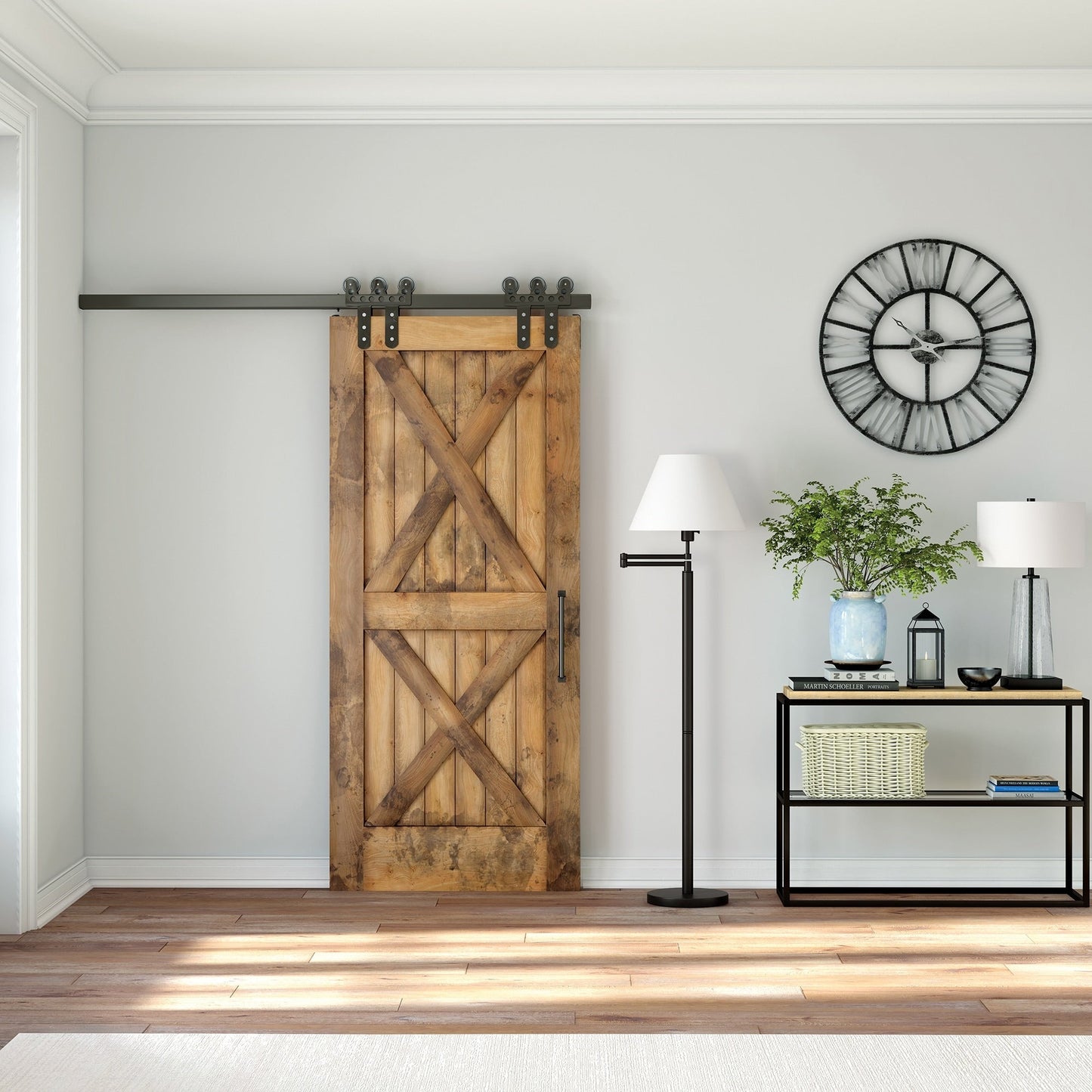 Lampada Moby Swing Arm in bronzo annerito con paralume rotondo/stile impero