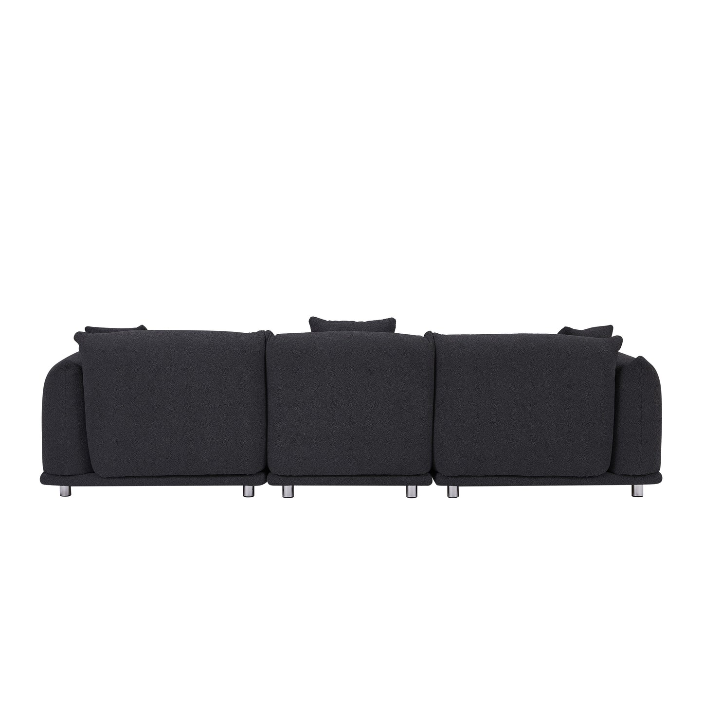 Divano moderno 111 oversize a 3 posti con gambe in metallo e struttura in legno massello per soggiorno