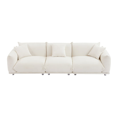 Divano moderno 111 oversize a 3 posti con gambe in metallo e struttura in legno massello per soggiorno