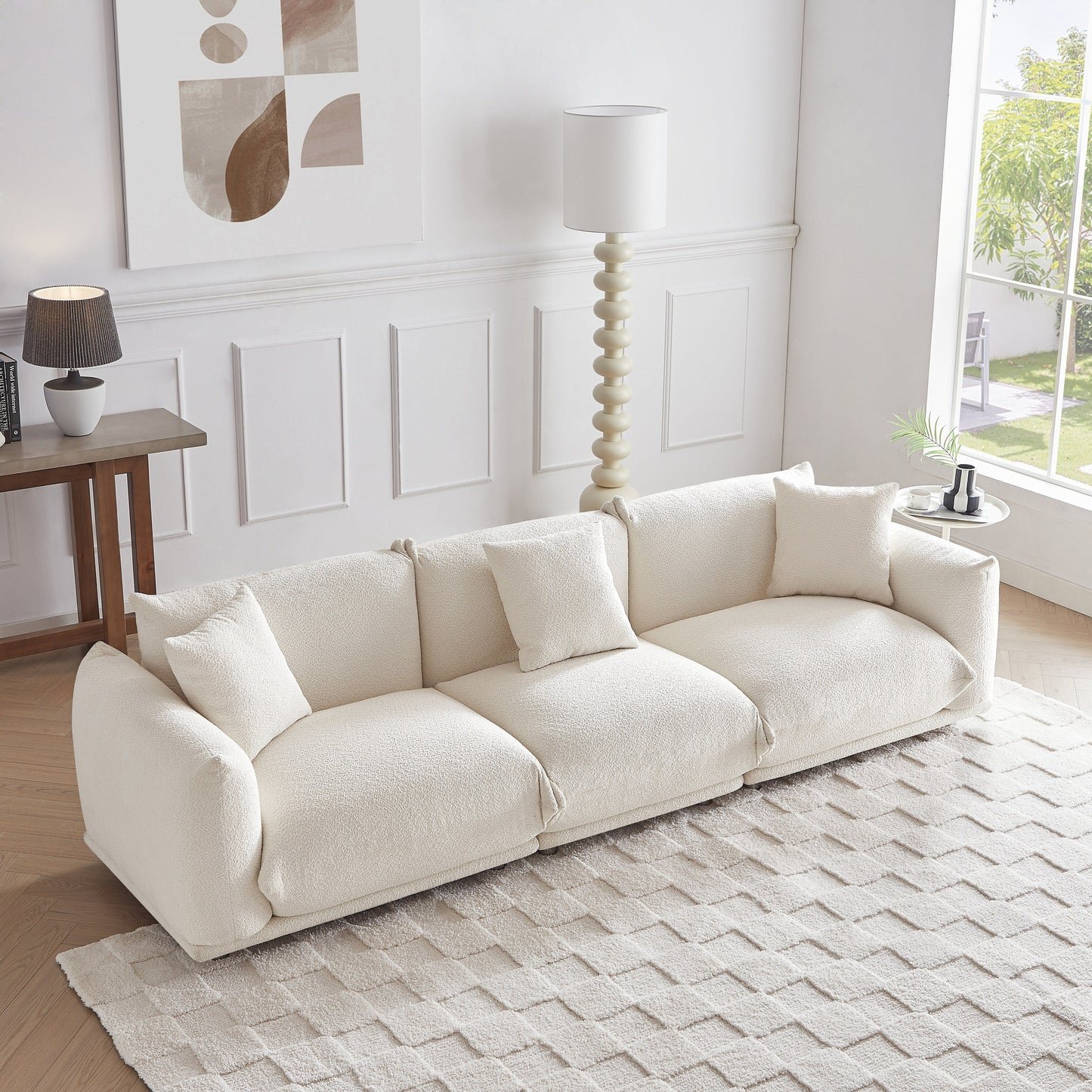 Divano moderno 111 oversize a 3 posti con gambe in metallo e struttura in legno massello per soggiorno