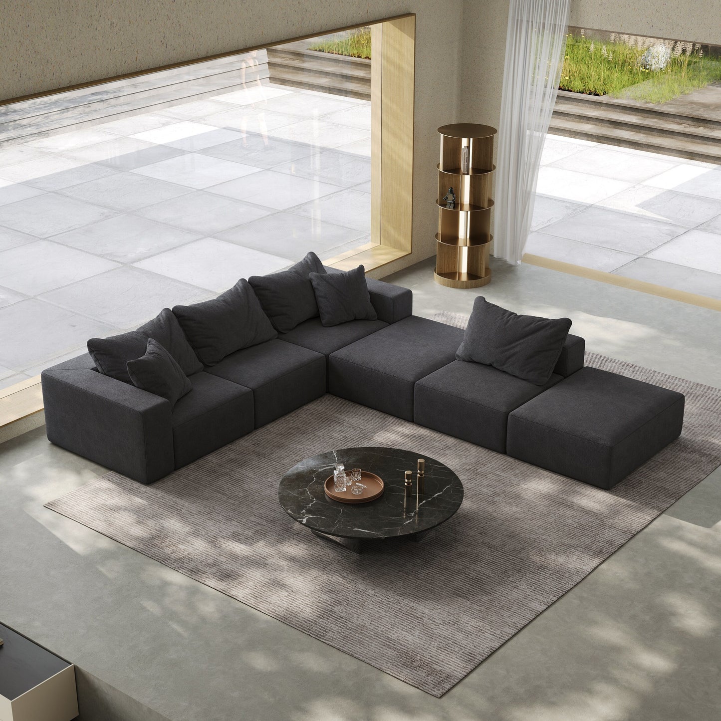 Divano componibile moderno a forma di L da 162 pollici, divano componibile gratuito con 6 cuscini per soggiorno, camera da letto