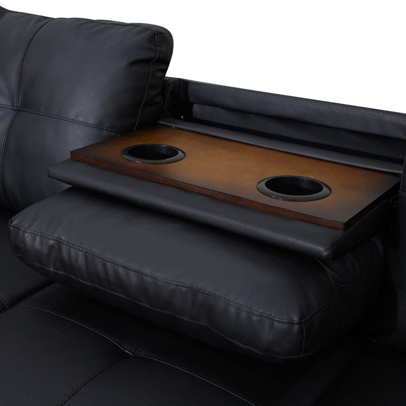 Set di divani moderni in similpelle e pelle sintetica nera da 3 pezzi: stile elegante per il soggiorno