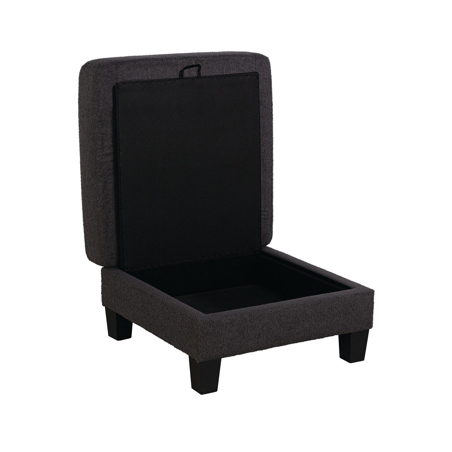 Set di divani da soggiorno moderni in tessuto nero, 3 pezzi, con divano a due posti e pouf