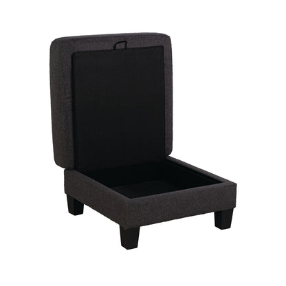 Set di divani da soggiorno moderni in tessuto nero, 3 pezzi, con divano a due posti e pouf