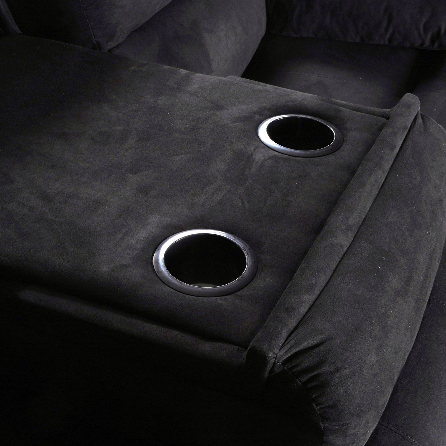 Moderno set di divani reclinabili manuali da soggiorno a 3 pezzi con tavolo a scomparsa e consolle