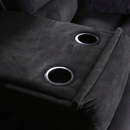 Moderno set di divani reclinabili manuali da soggiorno a 3 pezzi con tavolo a scomparsa e consolle