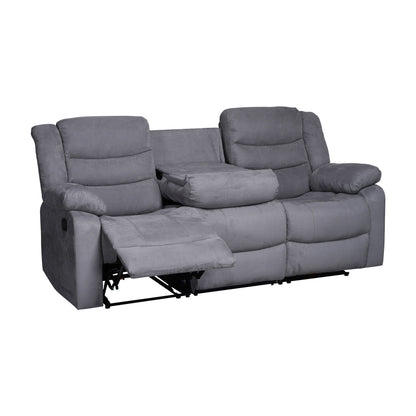 Moderno set di divani reclinabili manuali da soggiorno a 3 pezzi con tavolo a scomparsa e consolle