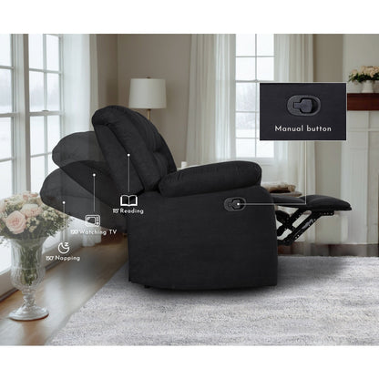 Moderno set di divani reclinabili manuali da soggiorno a 3 pezzi con tavolo a scomparsa e consolle