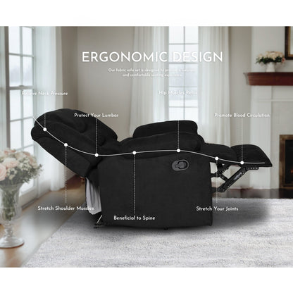 Moderno set di divani reclinabili manuali da soggiorno a 3 pezzi con tavolo a scomparsa e consolle