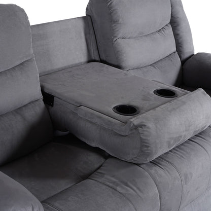 Moderno set di divani reclinabili manuali da soggiorno a 3 pezzi con tavolo a scomparsa e consolle