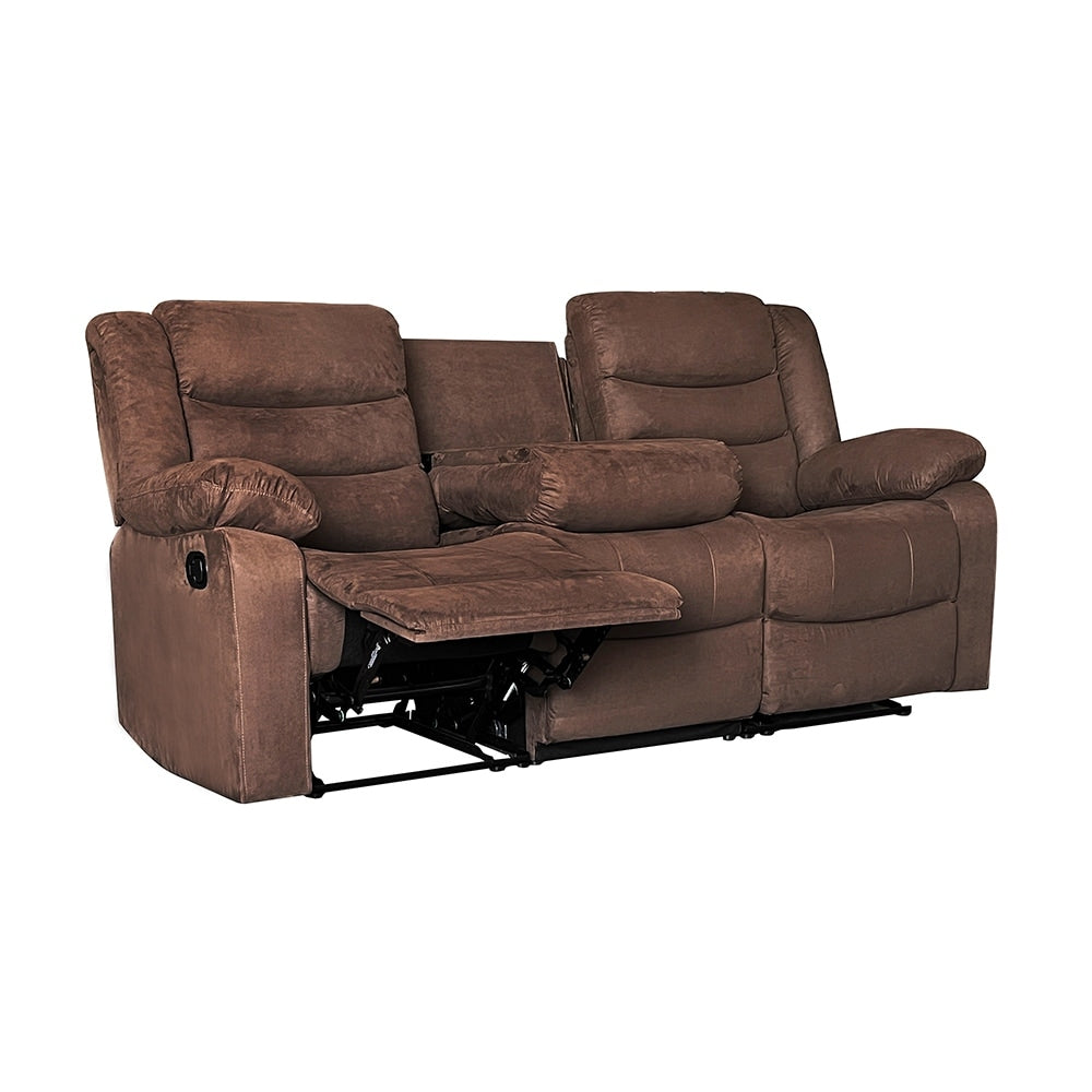 Moderno set di divani reclinabili manuali da soggiorno a 3 pezzi con tavolo a scomparsa e consolle