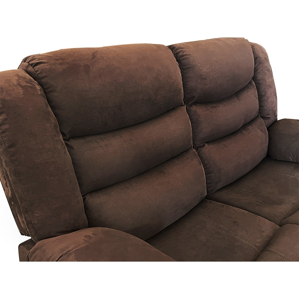 Moderno set di divani reclinabili manuali da soggiorno a 3 pezzi con tavolo a scomparsa e consolle