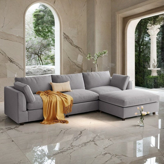 Divano componibile moderno a 3 posti, grigio