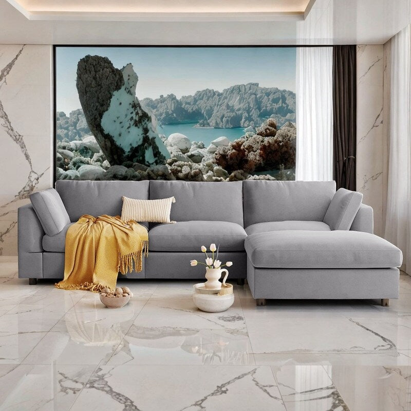 Divano componibile moderno a 3 posti, grigio