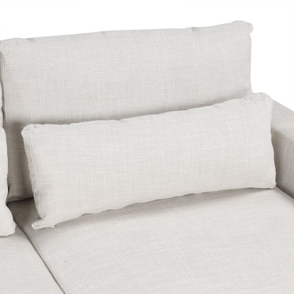 Divano componibile moderno a 3 posti a forma di L con rivestimento in lino, cuscini rimovibili e cuscini lombari per soggiorno e ufficio