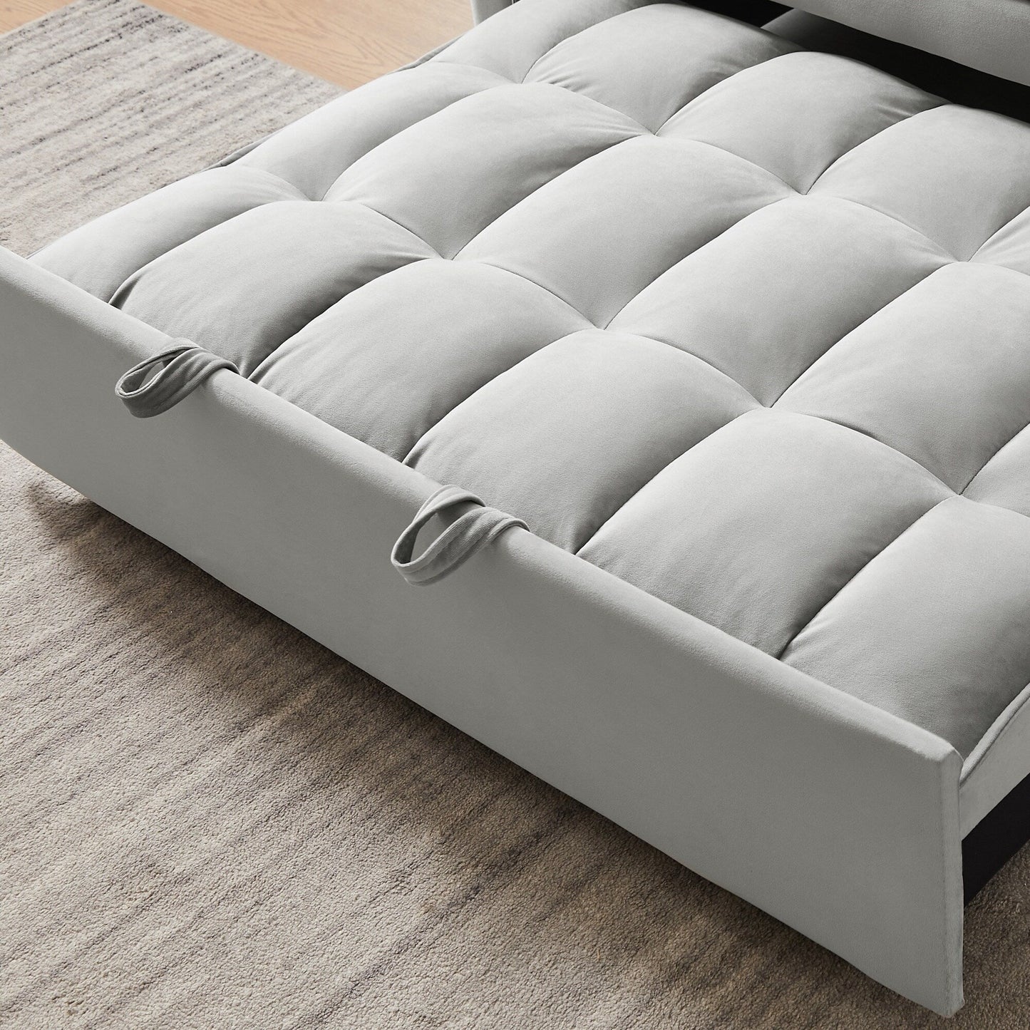 Divano futon moderno 3 in 1 trasformabile in velluto con letto estraibile