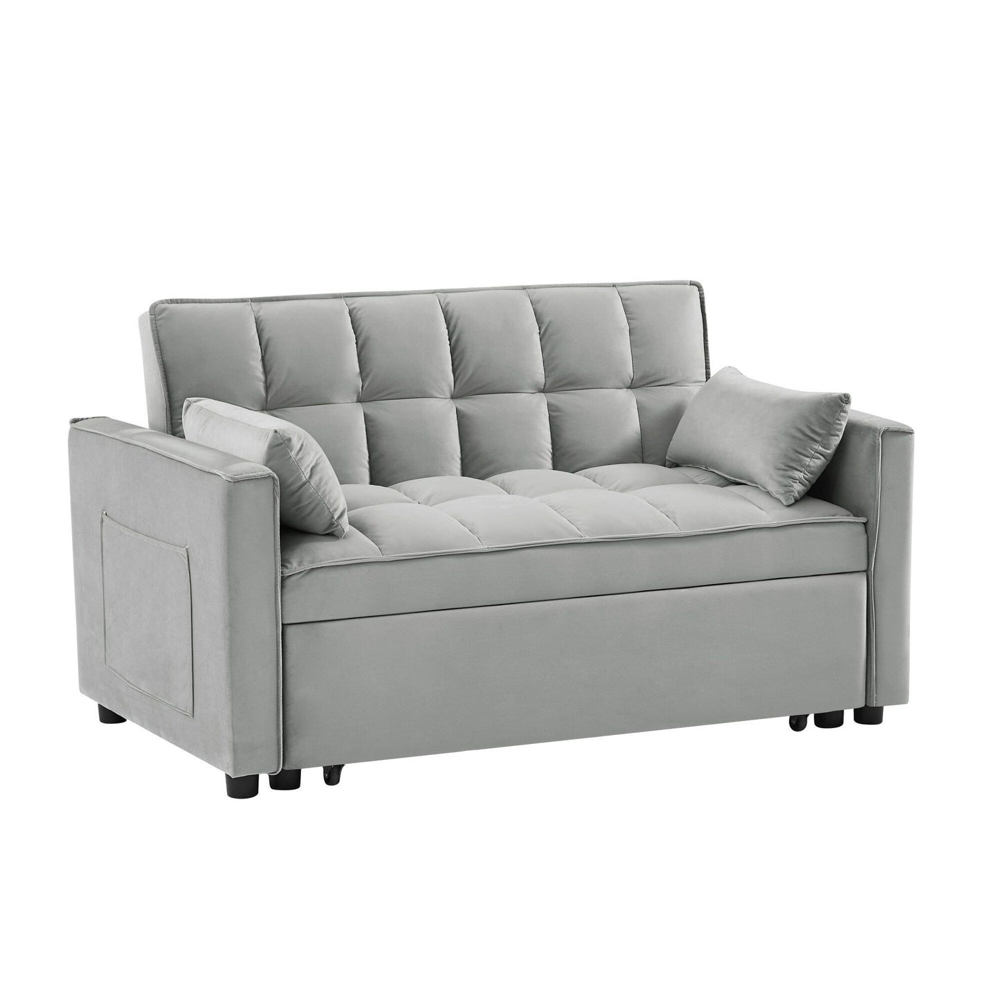 Divano futon moderno 3 in 1 trasformabile in velluto con letto estraibile