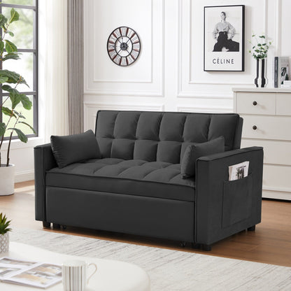 Divano futon moderno 3 in 1 trasformabile in velluto con letto estraibile