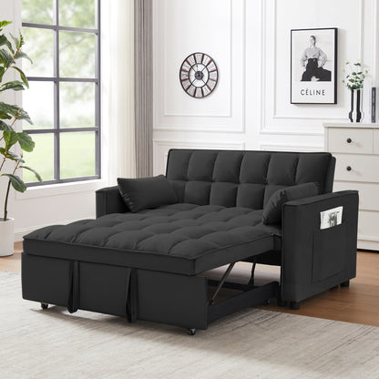 Divano futon moderno 3 in 1 trasformabile in velluto con letto estraibile