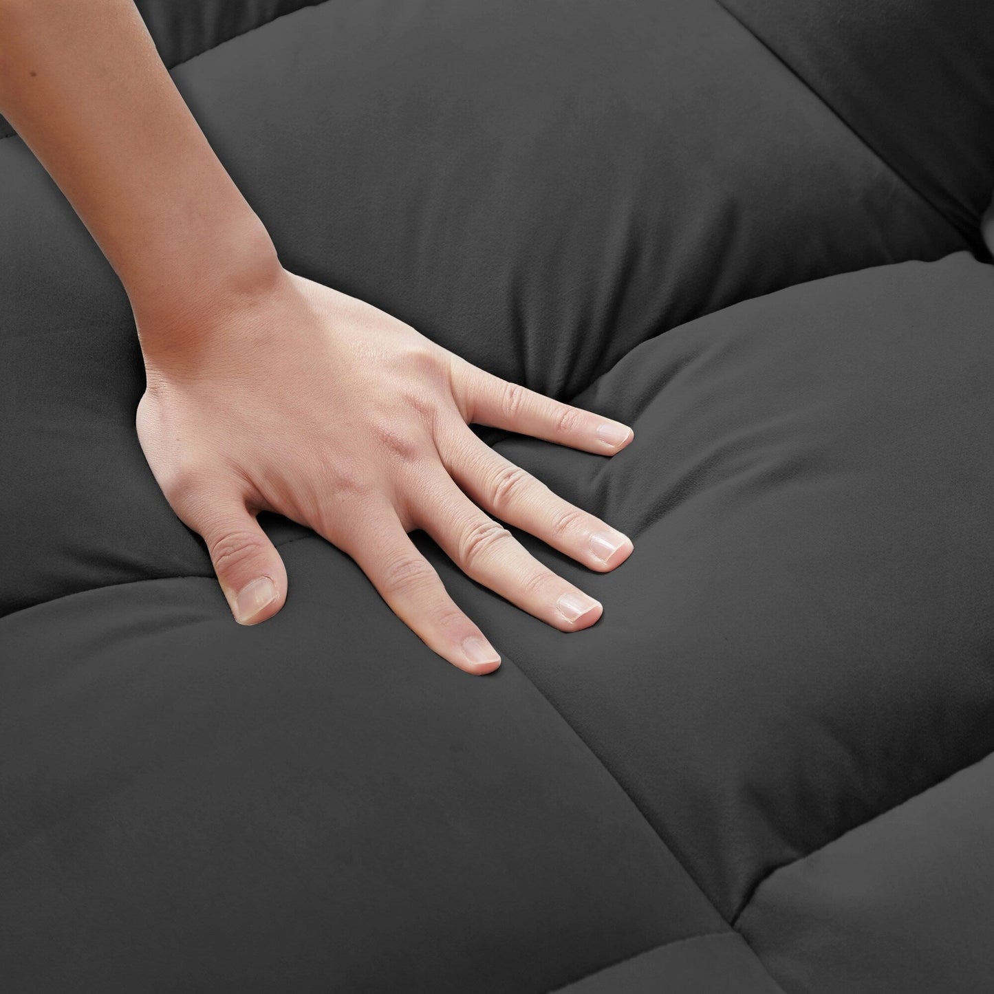 Divano futon moderno 3 in 1 trasformabile in velluto con letto estraibile