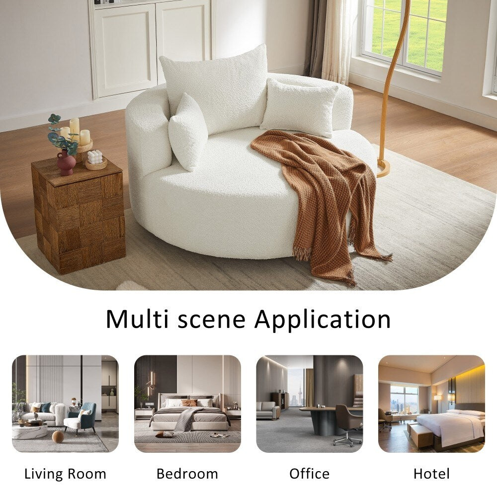 Poltrona moderna girevole a 360° con 3 cuscini rimovibili per soggiorno