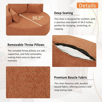 Poltrona moderna girevole a 360° con 3 cuscini rimovibili per soggiorno