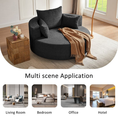 Poltrona moderna girevole a 360° con 3 cuscini rimovibili per soggiorno