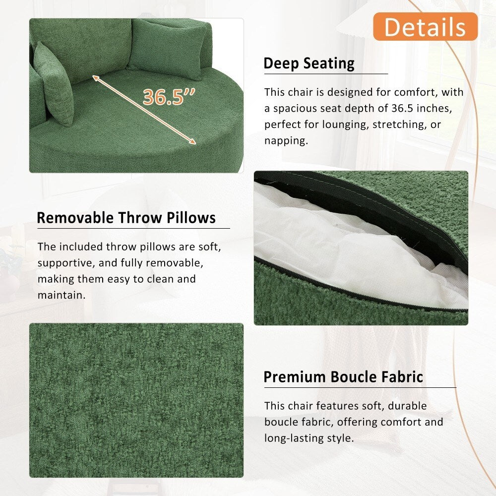 Poltrona moderna girevole a 360° con 3 cuscini rimovibili per soggiorno