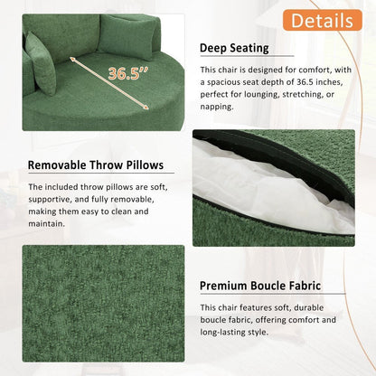 Poltrona moderna girevole a 360° con 3 cuscini rimovibili per soggiorno