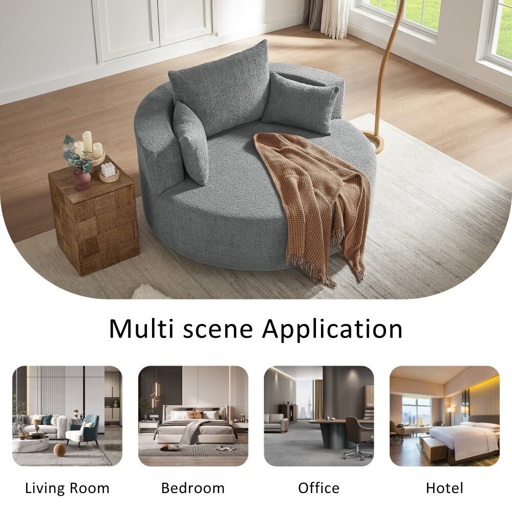 Poltrona moderna girevole a 360° con 3 cuscini rimovibili per soggiorno