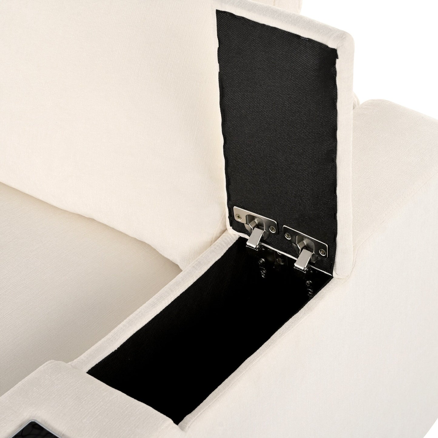 Divano componibile moderno a 4 posti, imbottito, con altoparlanti Bluetooth, ricarica wireless e porte USB