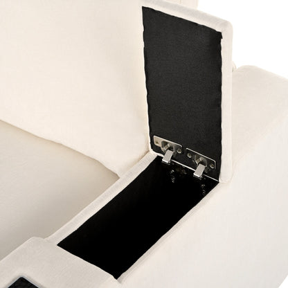 Divano componibile moderno a 4 posti, imbottito, con altoparlanti Bluetooth, ricarica wireless e porte USB