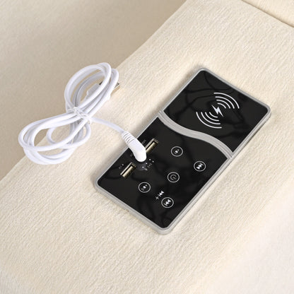 Divano componibile moderno a 4 posti, imbottito, con altoparlanti Bluetooth, ricarica wireless e porte USB