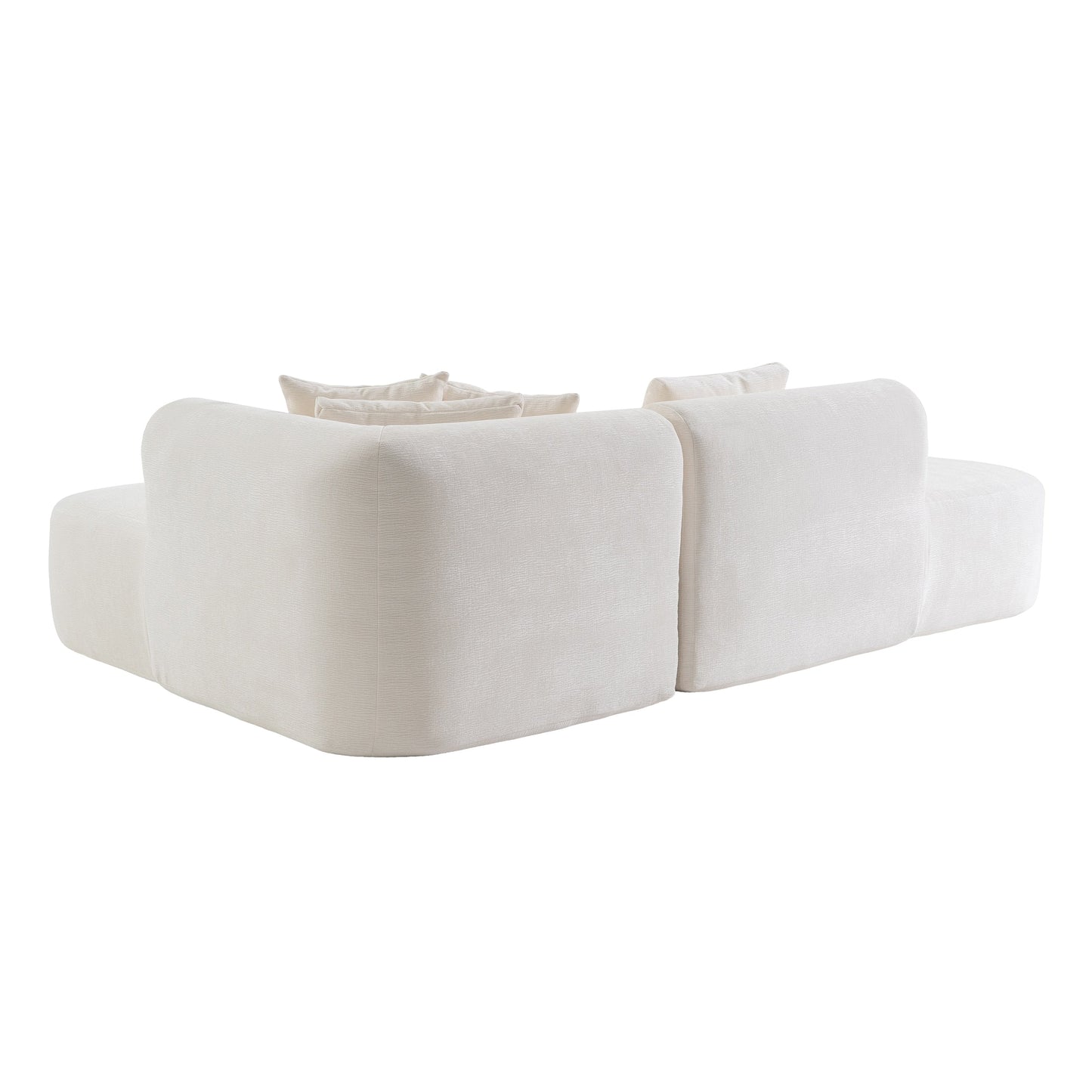 Divano componibile curvo moderno a 4 posti con 4 cuscini morbidi per soggiorno e camera da letto