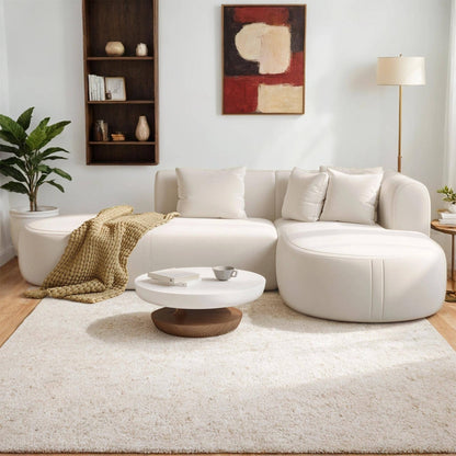 Divano componibile curvo moderno a 4 posti con 4 cuscini morbidi per soggiorno e camera da letto