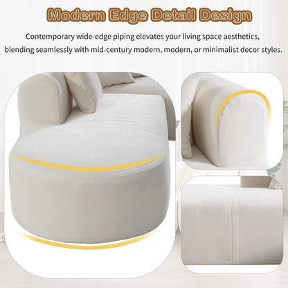 Divano componibile curvo moderno a 4 posti con 4 cuscini morbidi per soggiorno e camera da letto