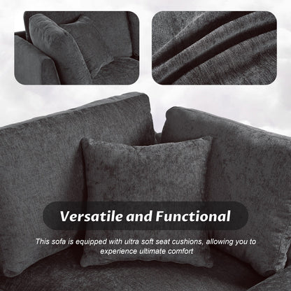 Divano componibile moderno a 5 posti a forma di U con pouf contenitore e portabicchieri nascosti per soggiorno e appartamento