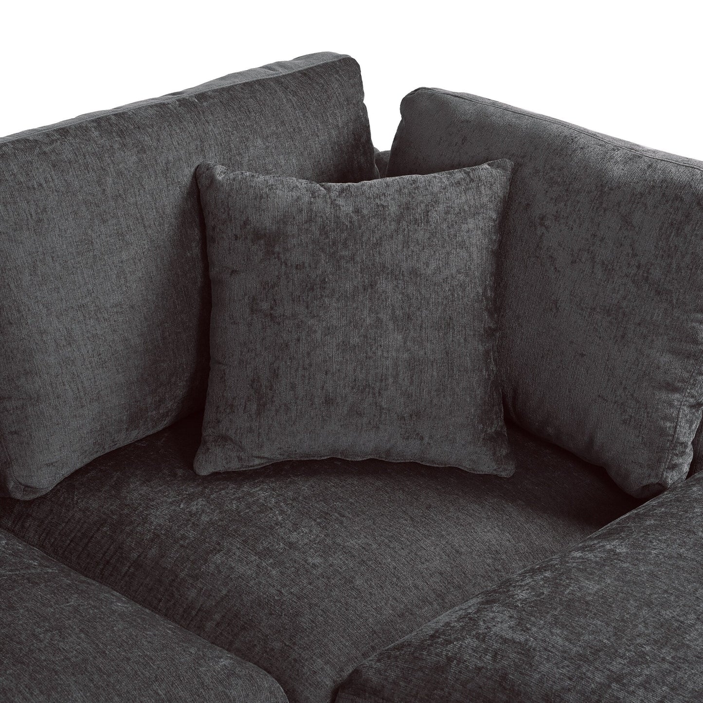 Divano componibile moderno a 5 posti a forma di U con pouf contenitore e portabicchieri nascosti per soggiorno e appartamento