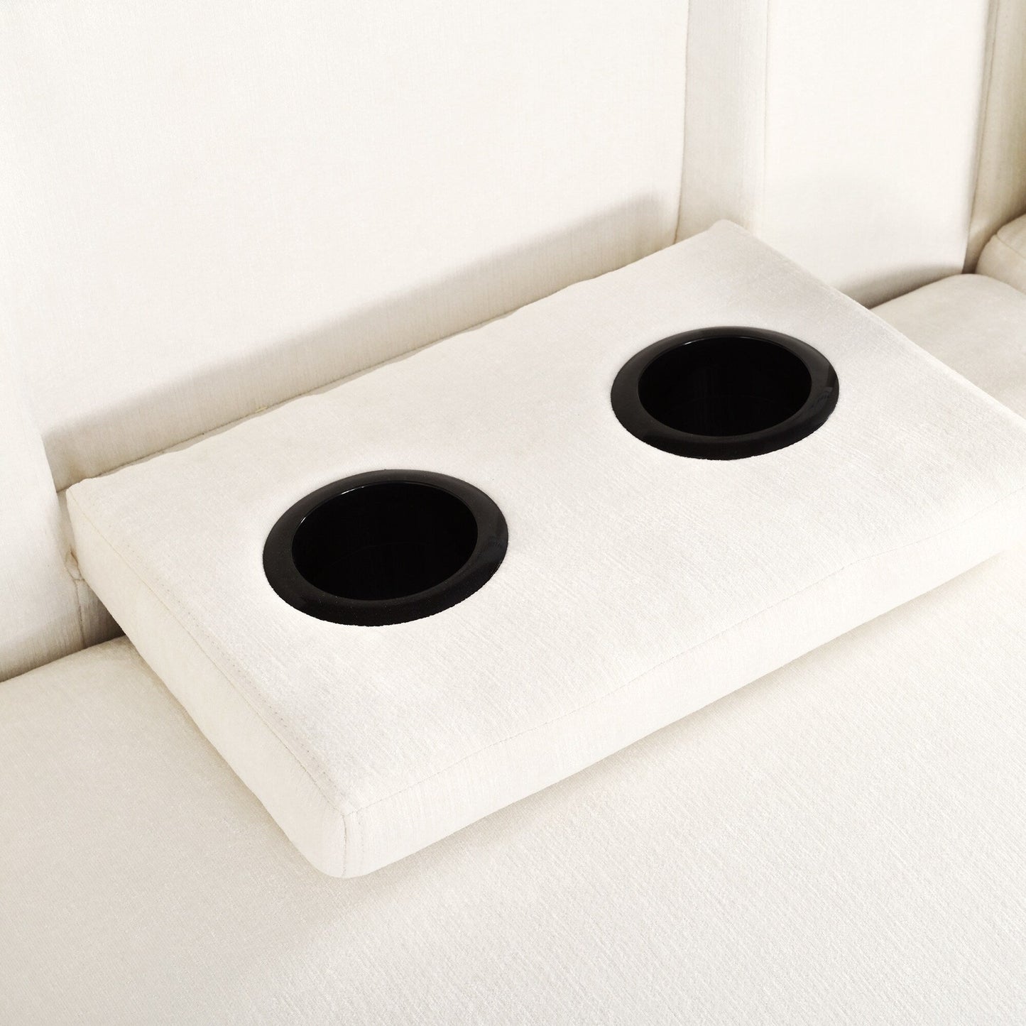 Divano componibile moderno a 5 posti a forma di U con pouf contenitore e portabicchieri nascosti per soggiorno e appartamento