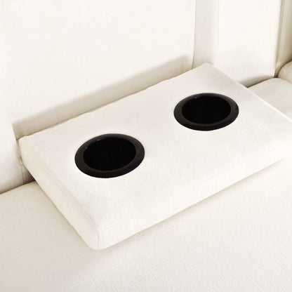 Divano componibile moderno a 5 posti a forma di U con pouf contenitore e portabicchieri nascosti per soggiorno e appartamento