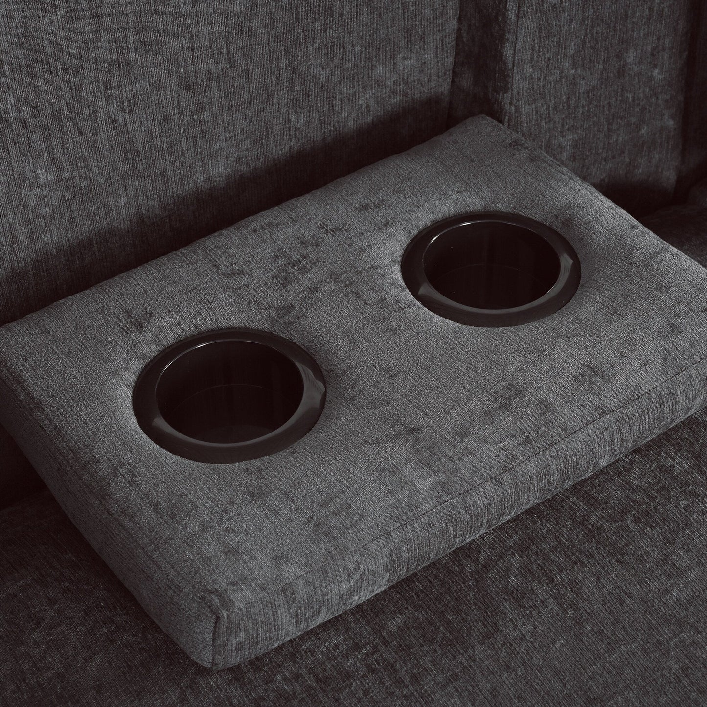 Divano componibile moderno a 5 posti a forma di U con pouf contenitore e portabicchieri nascosti per soggiorno e appartamento