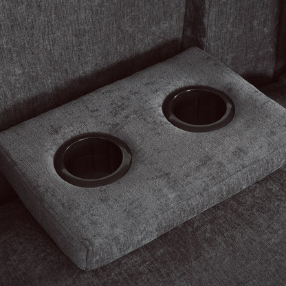 Divano componibile moderno a 5 posti a forma di U con pouf contenitore e portabicchieri nascosti per soggiorno e appartamento