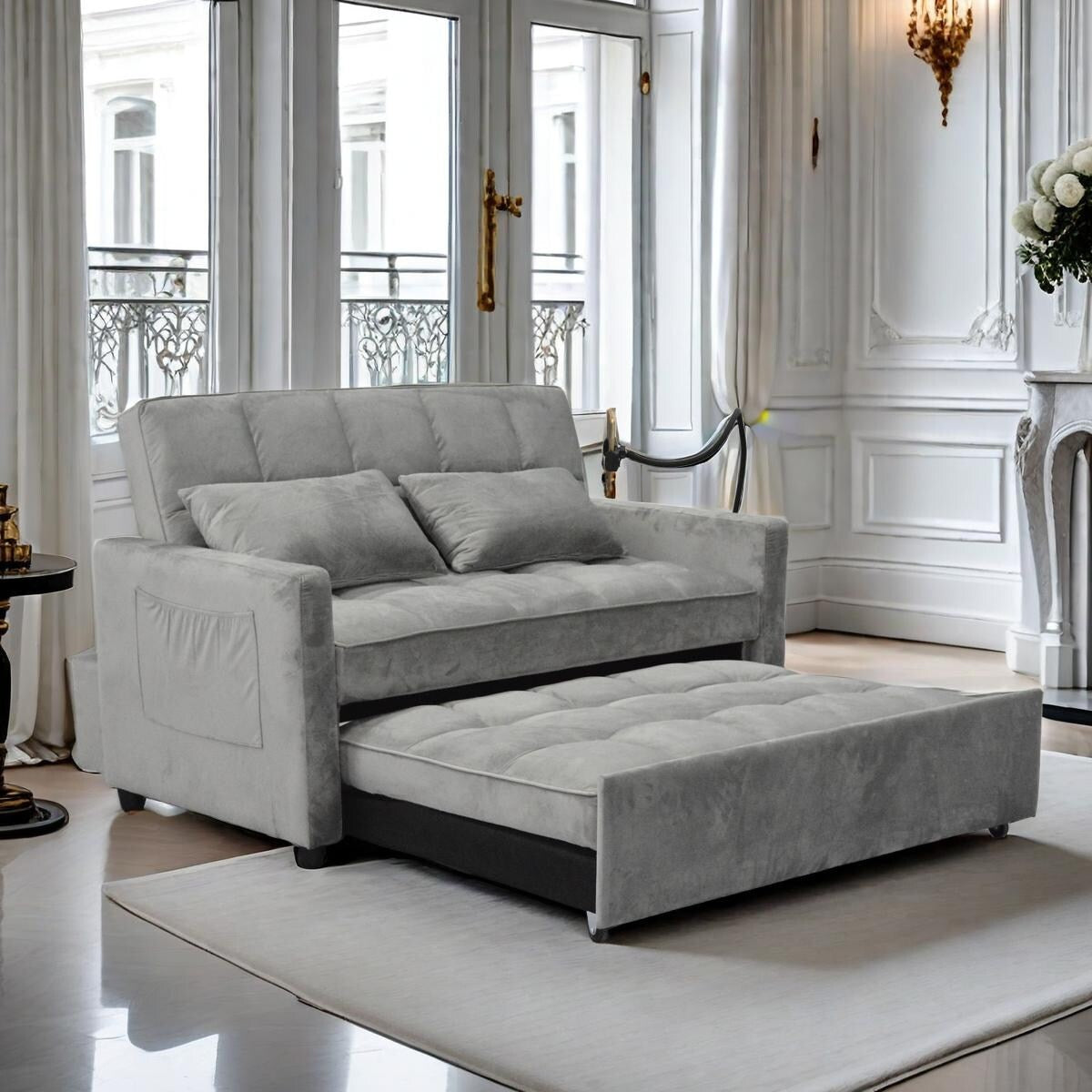 Divano letto trasformabile moderno 54.33 con schienale reclinabile e porta telefono