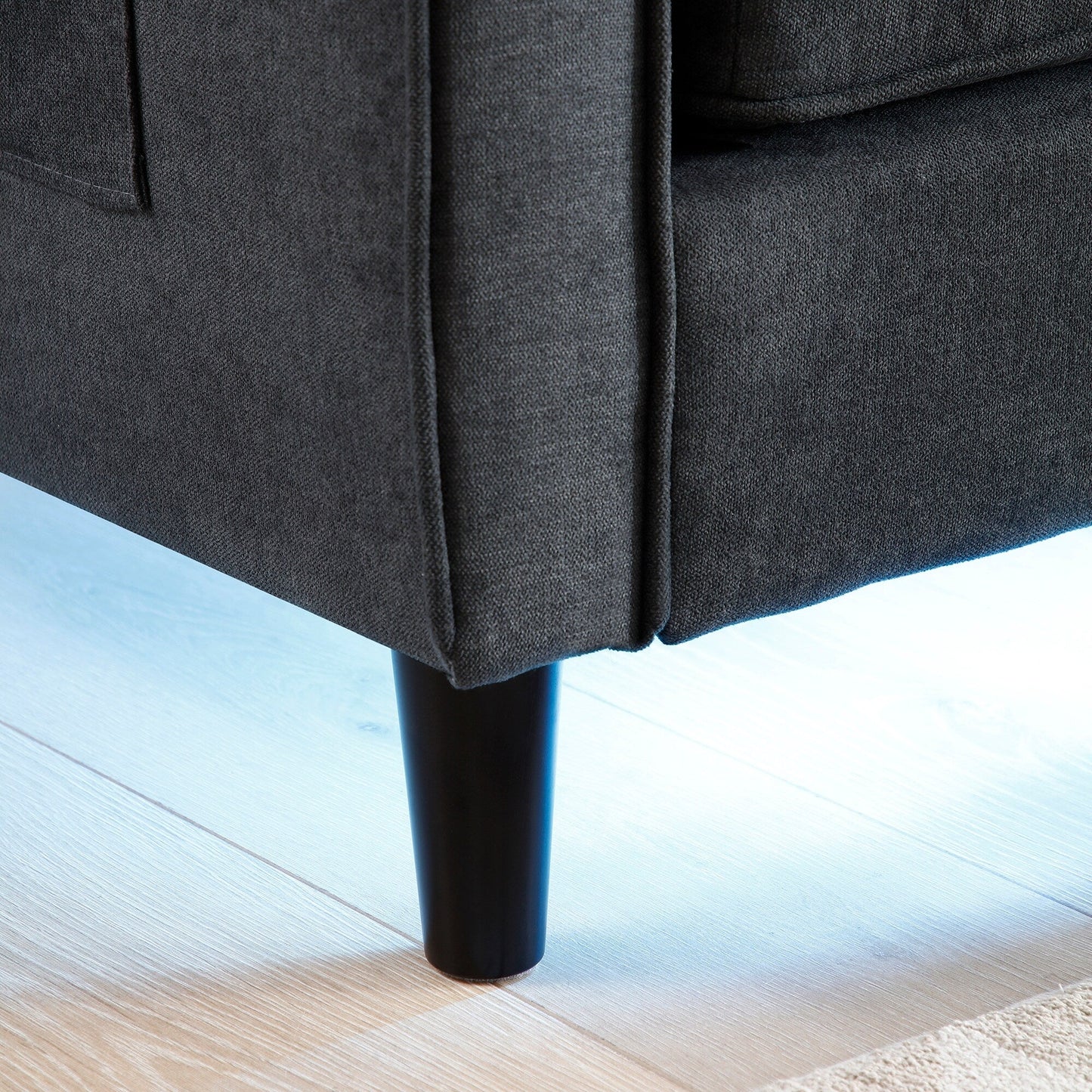 Divano moderno in lino da 57,87 pollici con luci a LED e 2 porte USB per soggiorno