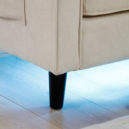 Divano moderno in lino da 57,87 pollici con luci a LED e 2 porte USB per soggiorno