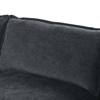 Divano componibile moderno a forma di U da 6 pezzi con pouf rimovibili e struttura in legno