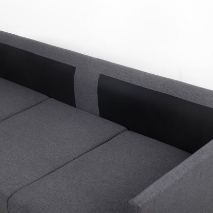 Divano moderno 65.55 in lino a 3 posti staccabile con struttura in metallo e cuscini per soggiorno