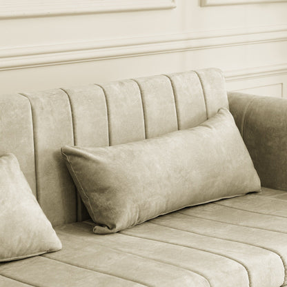 Divano letto estraibile moderno 3 in 1 in schiuma da 68 posti con chiodi in rame e due cassetti